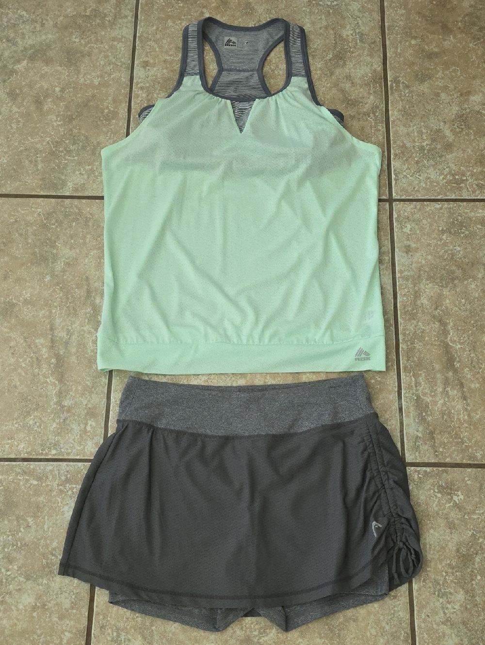 Reebok Mint Green Racerback Tank with Charcoal Athletic Skort
